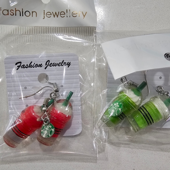 BNWOT STARBUCKS-INSPIRED EARRINGS SET - Picture 1 of 3